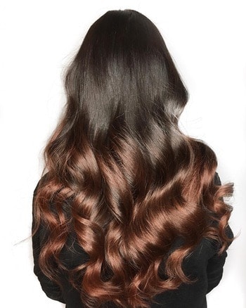 tan skin rose gold brunette hair redken