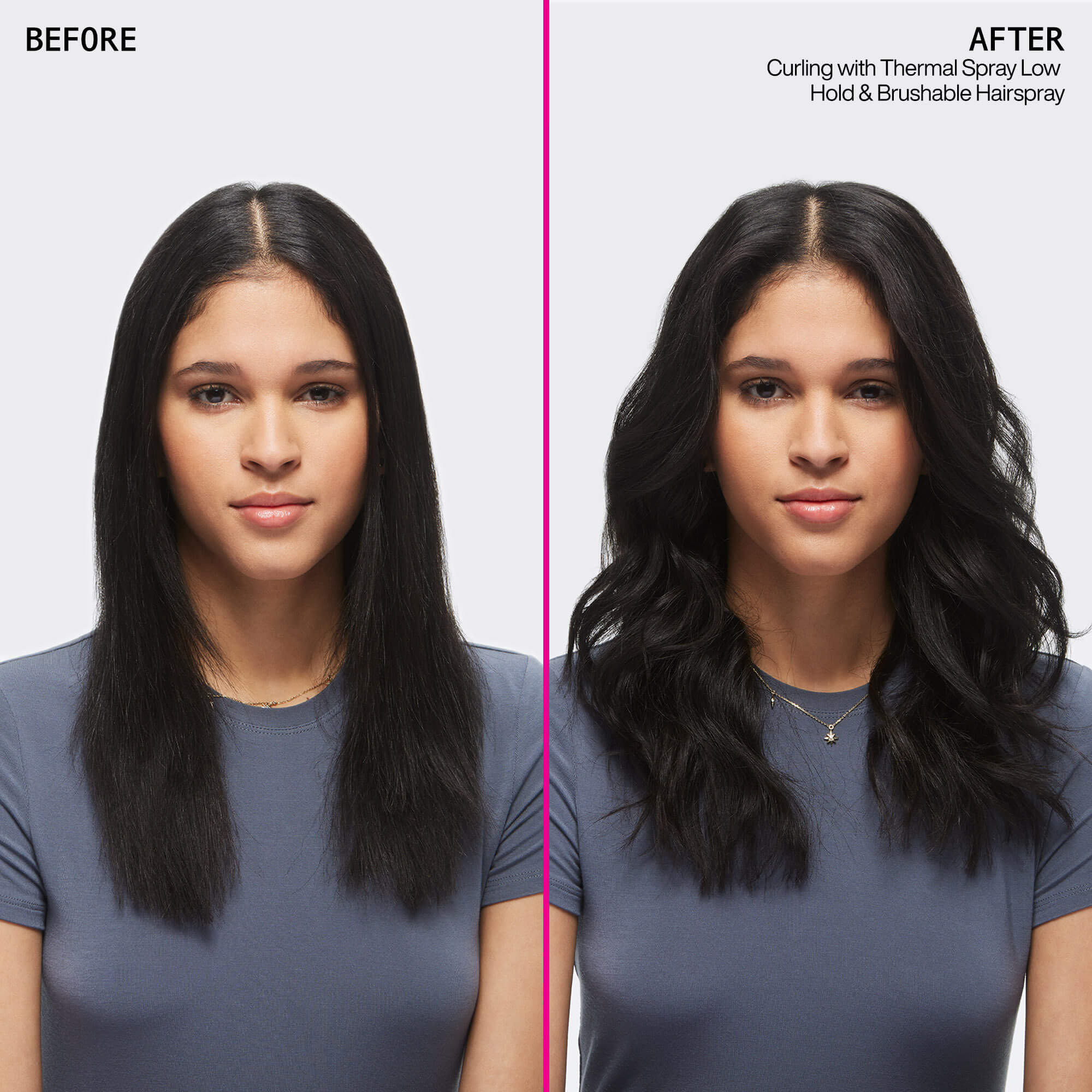 Brushable Hairspray before and after Karina