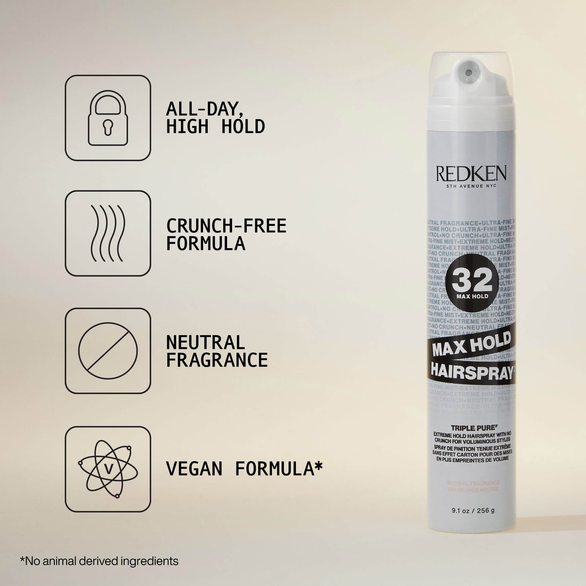 Redken Max Hold Hairspray Neutral Fragrance benefits