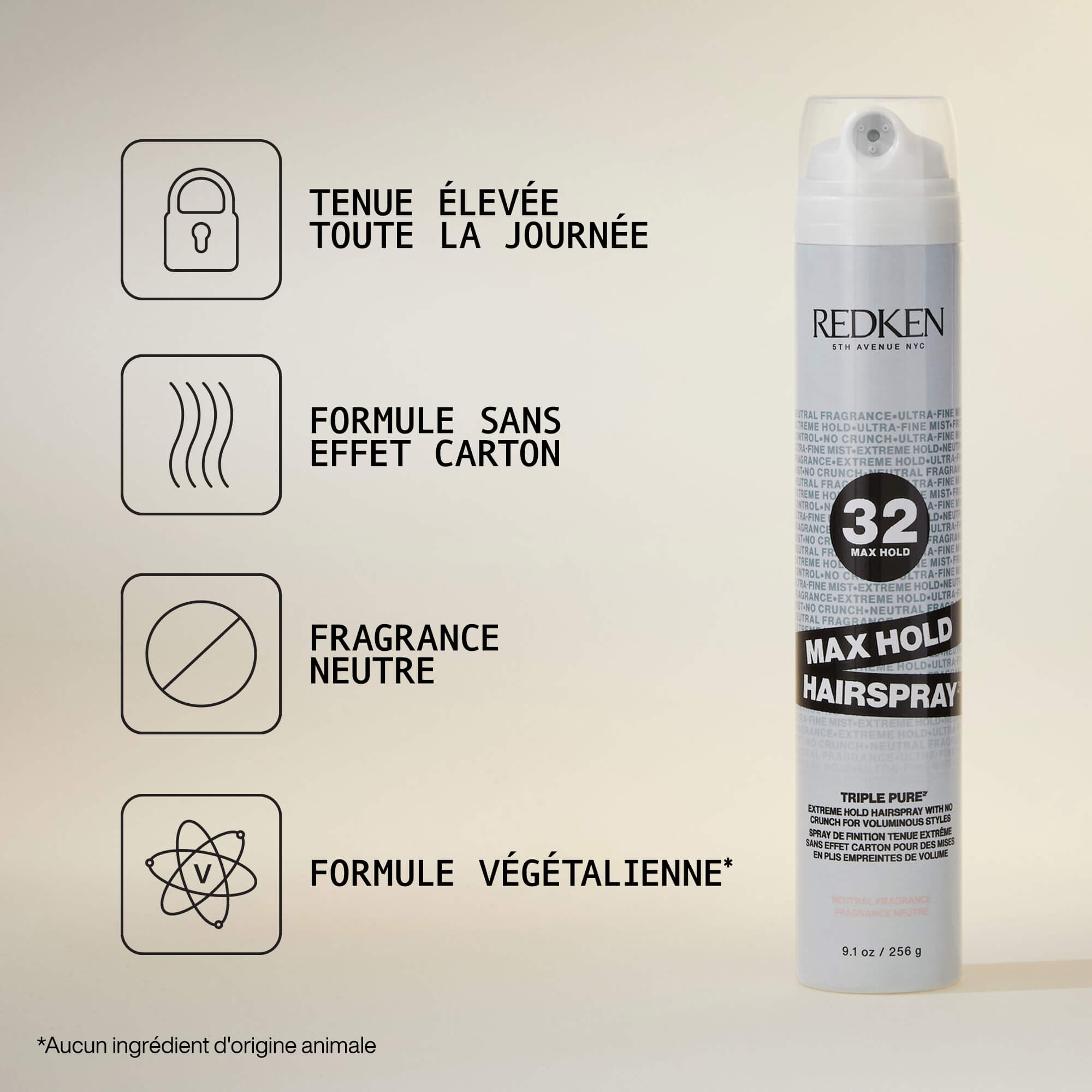 Bénéfices du Max Hold Hairspray Fragrance Neutre de Redken