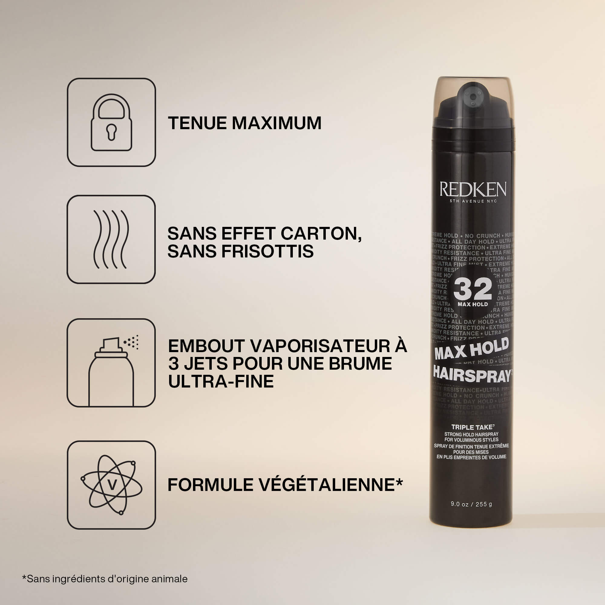 Bénéfices du spray fixatif Max Hold