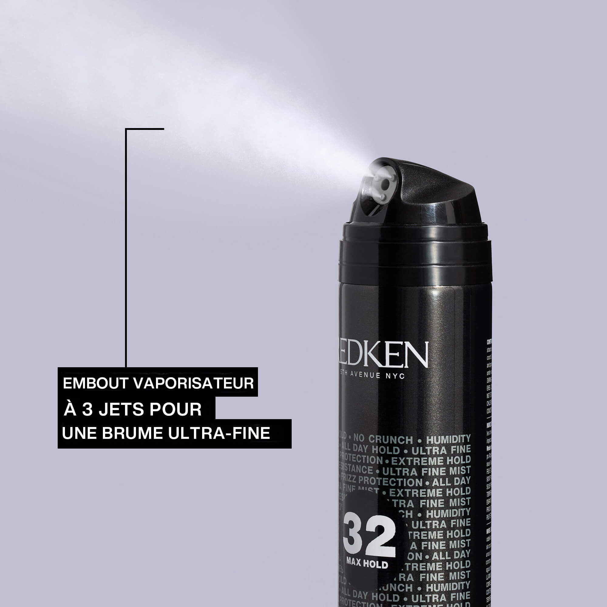 Texture du spray fixatif Max Hold